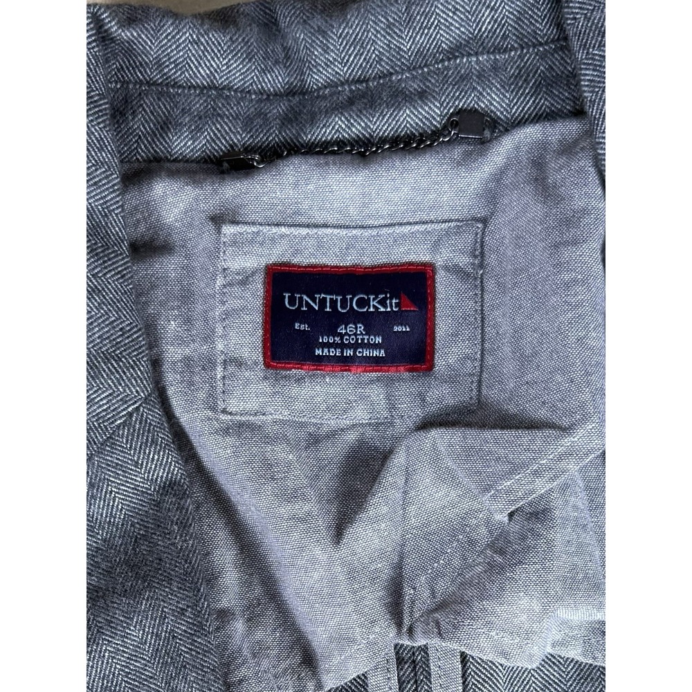 UNTUCKit Blazer Suit Jacket Blazer Double‎ Vented Men's 46R Herringbone Gray - Picture 4 of 5